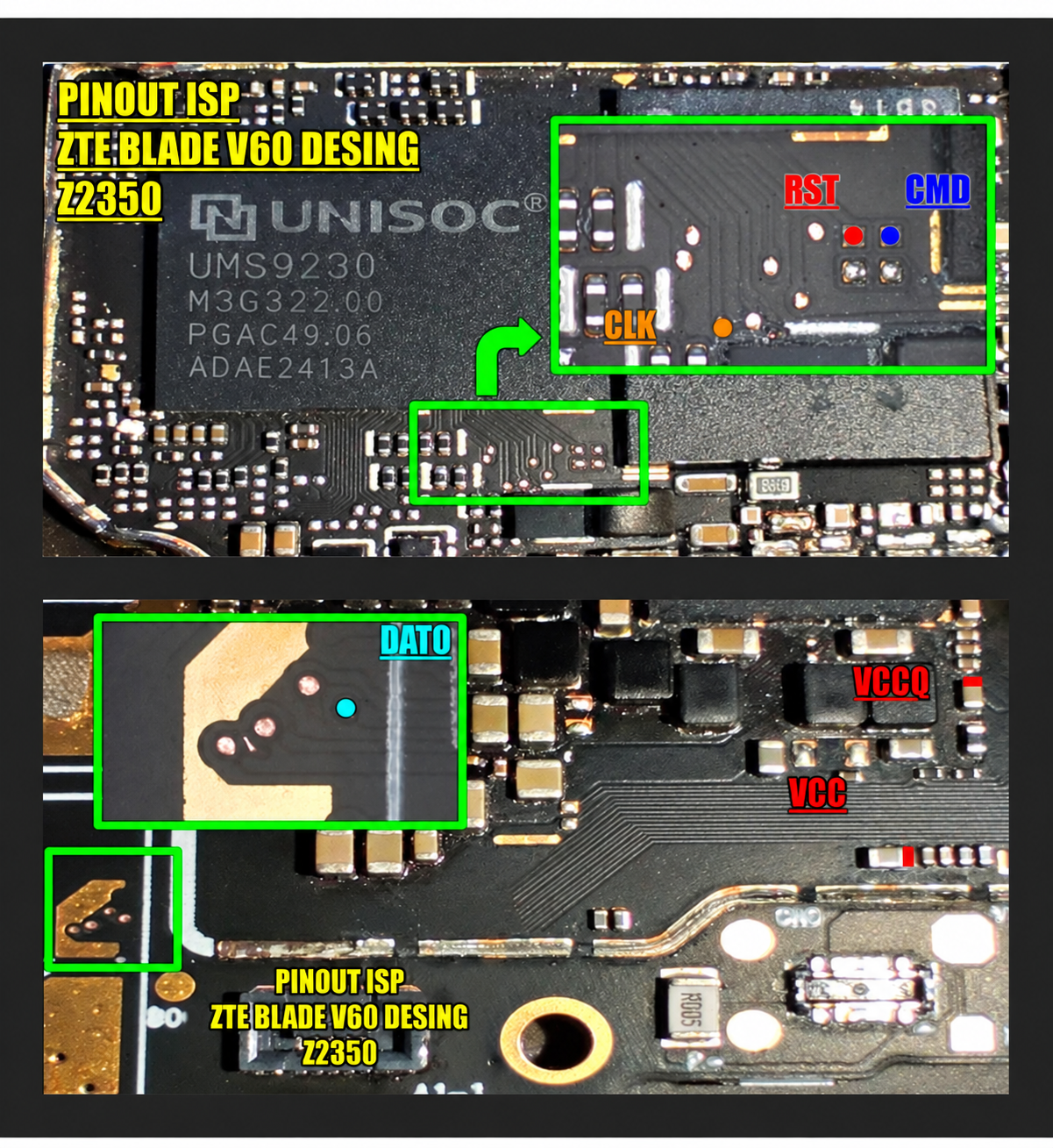 ISP Pinout ZTE Blade V60 Desing Z2350