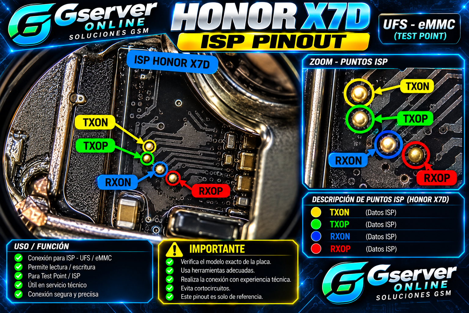 ISP Pinout X7D Honor